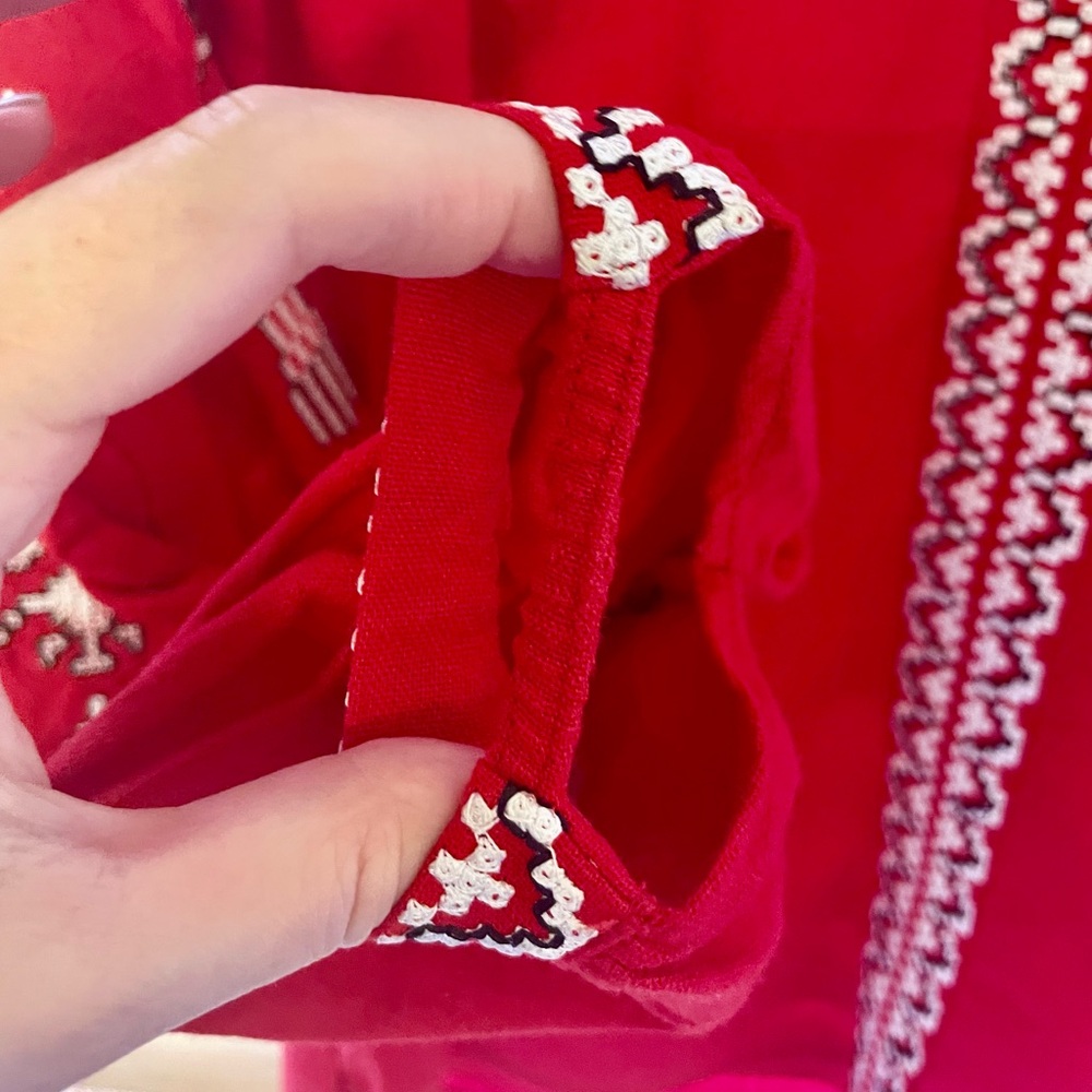 Embroidered Red Women's Top - Picture 8 of 9